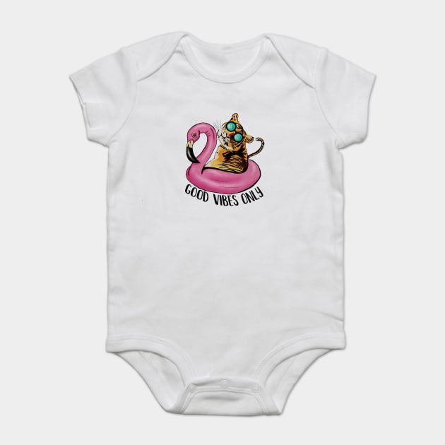 Tiger and Flamingo, Tropical Baby Bodysuit by logiamerch